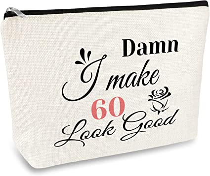 "60th Birthday Gifts for Women: Makeup Bag, 60 Year Old Gifts, Grandma, Mom, Boss, Nana, Friend"
