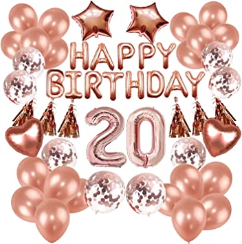 "TAOHUIEU 20th Happy Birthday Party Decorations Kit: Balloon Banner & Latex Balloons"