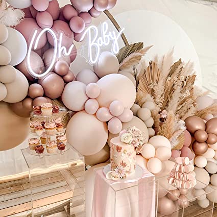 Nude Balloon Arch Kit - 110Pcs Double Balloon Arch Garland Kit with Reusable Retro Apricot Dusty Pink Balloons