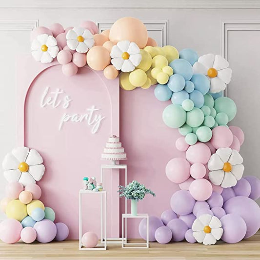 160pcs Pastel Balloon Arch Kit - Macaron Daisy Balloon Garland Kit Green Pink Blue Yellow - DIY Latex Balloon Garland Arch Kit - Party Decorations for Birthday Wedding Baby