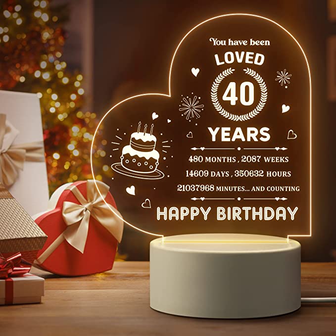 40th Birthday Gifts for Women - Happy 40th Birthday Gifts Beautiful 40th Birthday Decorations for Women - Best 40 Year Old Birthday Present for Mum Sister Friends Daughter A