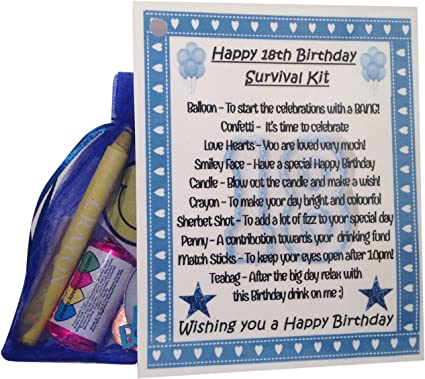 "18th Birthday Gift and Card | Keepsake Novelty Survival Kit"