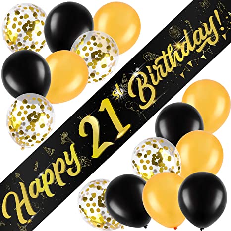 16 Pieces 21st Birthday Banner Decorations