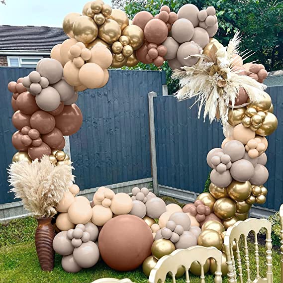 Balloon Arch Kit, 129 PCS Brown Balloons Garland Kit for Birthday Decorations Baby Shower Wedding Backdrop Party Decorat