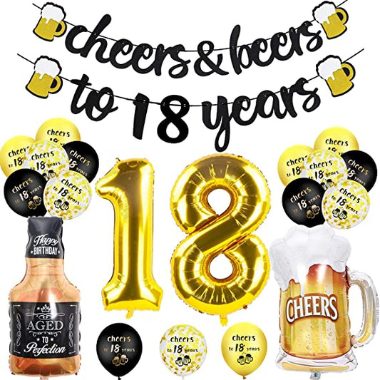 "18th Birthday Decorations for Boys | Cheer Banner and Balloons Party Supplies"