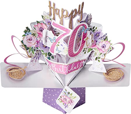 "Happy 70th Birthday Pop-Up Greeting Card - Unique 3D Card for Special Occasions"