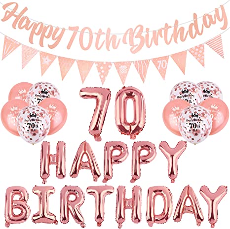 "Rose Gold 70th Birthday Decorations Kit - Elegant Party Supplies"