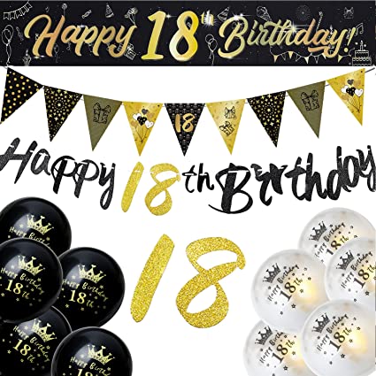 "18th Birthday Decoration Kit | Happy 18th Birthday Banner and Balloons"