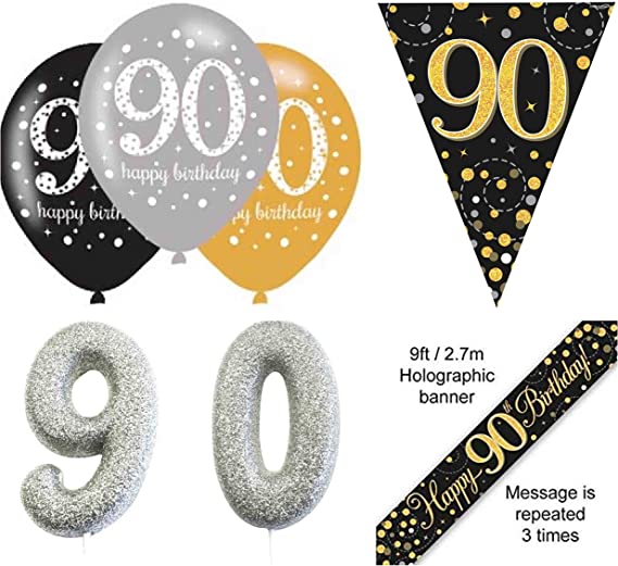 "Happy 90th Birthday Hat - Funny Black Hat - Party Supplies and Decorations"