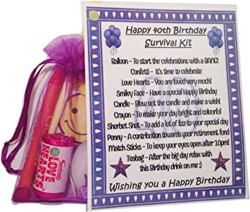 40th Birthday Gift and Card in One - Keepsake Novelty Survival Kit