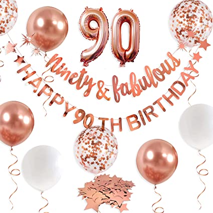 "Rose Gold Hanging Swirls Ceiling Decorations - Shiny Foil Swirls for 90th Birthday Party"