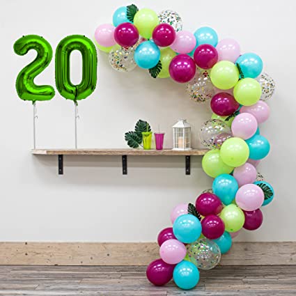 Tiki Themed Balloon Arch Kit for 20th Birthday Parties