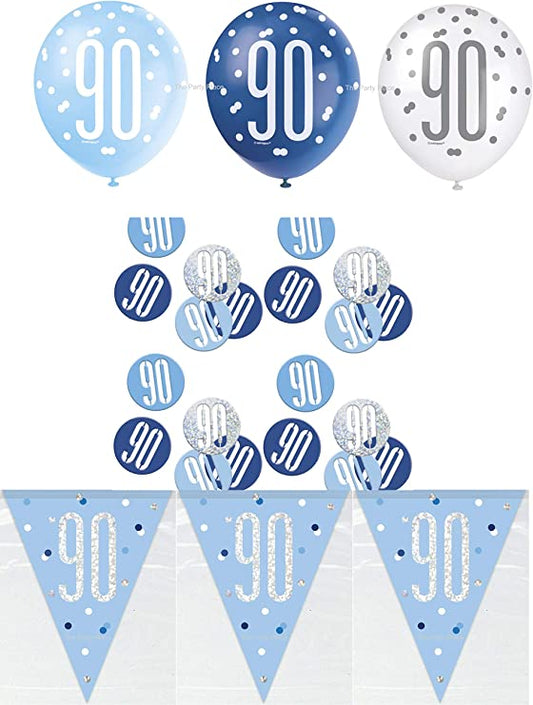 "Rose Gold and White Party Kit for a Stylish 90th Birthday Celebration - Banner, Bunting & Confetti"