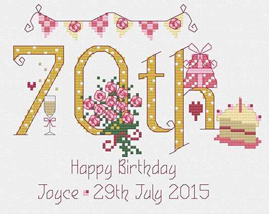 "Nia 70th Birthday Cross Stitch Kit: DIY Craft Kit for 70th Birthday Gift"