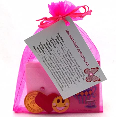 "Cleverlittlegifts Birthday Present Survival Kit: Fun Novelty Gift Card Keepsake for 18th, Hot Pink"