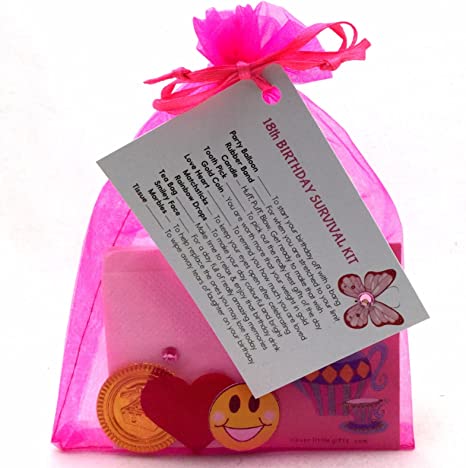 cleverlittlegifts BIRTHDAY PRESENT SURVIVAL KIT FUN NOVELTY GIFT CARD KEEPSAKE - 16th 18th 21st 30th 40th 50th 60th 70th 80th (18th, Hot Pink)