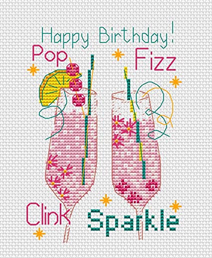 "Sparkle Birthday Anniversary Cross Stitch Card Kit - Unique Handmade Gift"