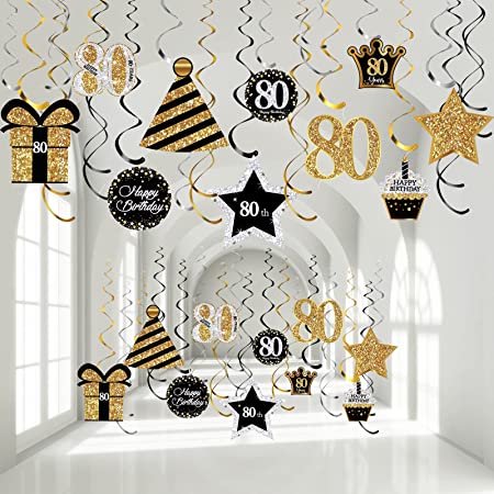 "Frienda Birthday Party Hanging Swirls Decorations - 80th Birthday"