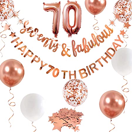 "Seventy & Fabulous Happy 70th Birthday Banner Garland - Glamorous Party Supplies"