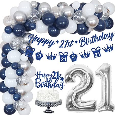 Blue and Silver 21st Birthday Party Decorations Kit
