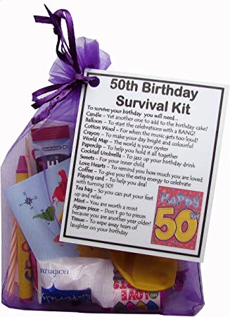 "SMILE GIFTS UK 50th Birthday Survival Kit Gift: Fun and Memorable 50th Birthday Present"