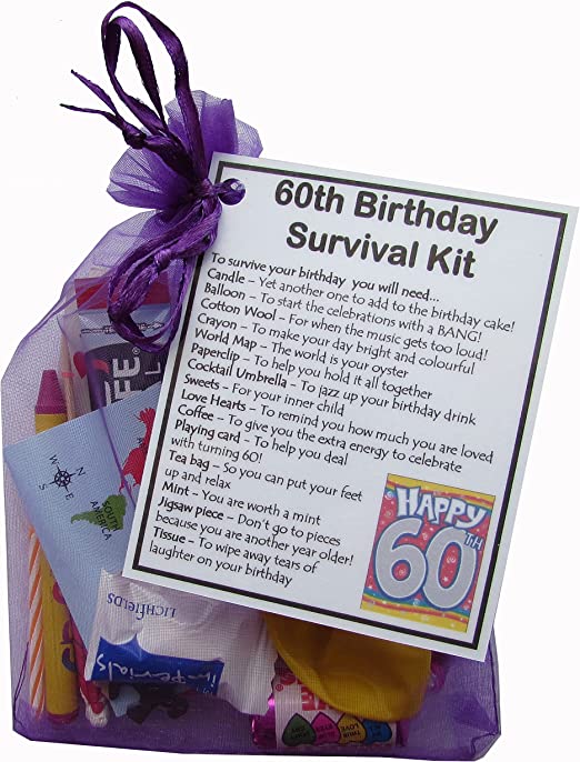 "SMILE GIFTS UK 60th Birthday Gift: Unique Novelty Survival Kit for Her - Sixtieth Birthday"