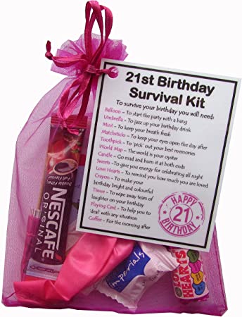 SMILE GIFTS UK 21st Birthday Gift - Unique Survival Kit (Hot Pink)